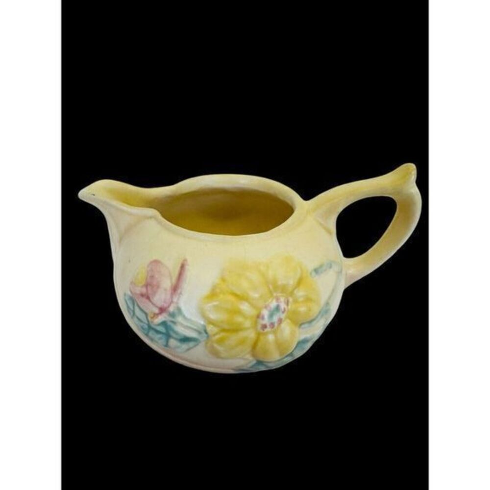 Hull Art‎ Yellow Pink Creamer Pink Magnolias Matt Finish USA Pottery Sunflower